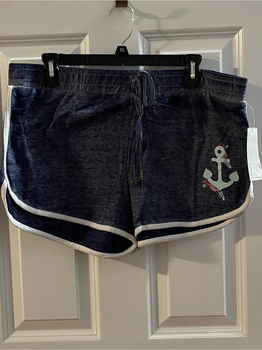 No Boundaries Navy Drawstring Anchor-Accent Athletic Shorts